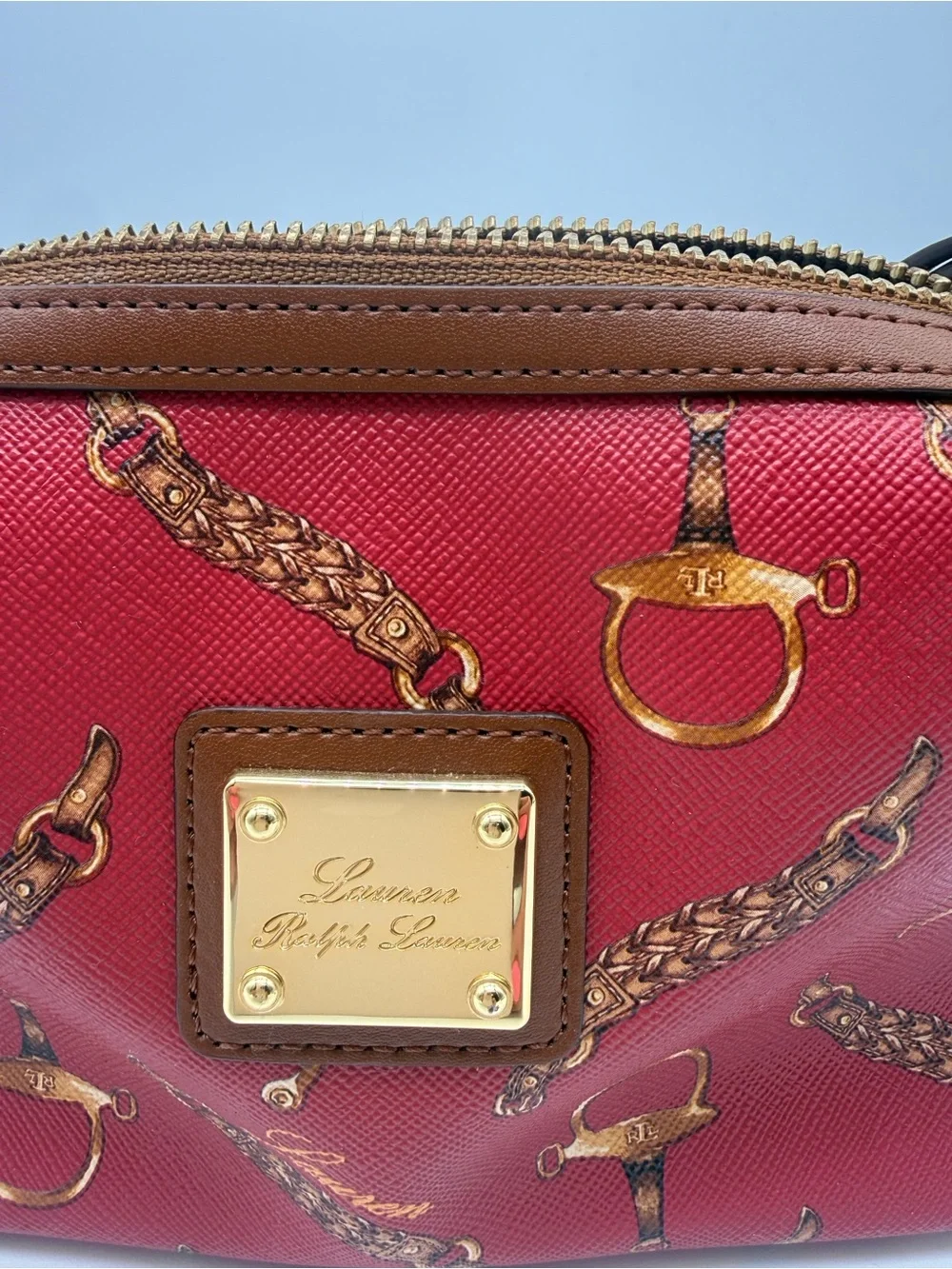 Vintage Lauren Ralph Lauren Red Equestrian Wristlet Y2K Equestrian print